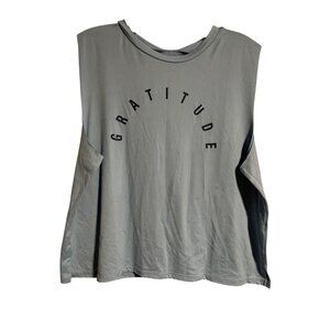 lovers of hYOUmanity Gratitude Muscle Tank Top Womens Large Light Blue Casual